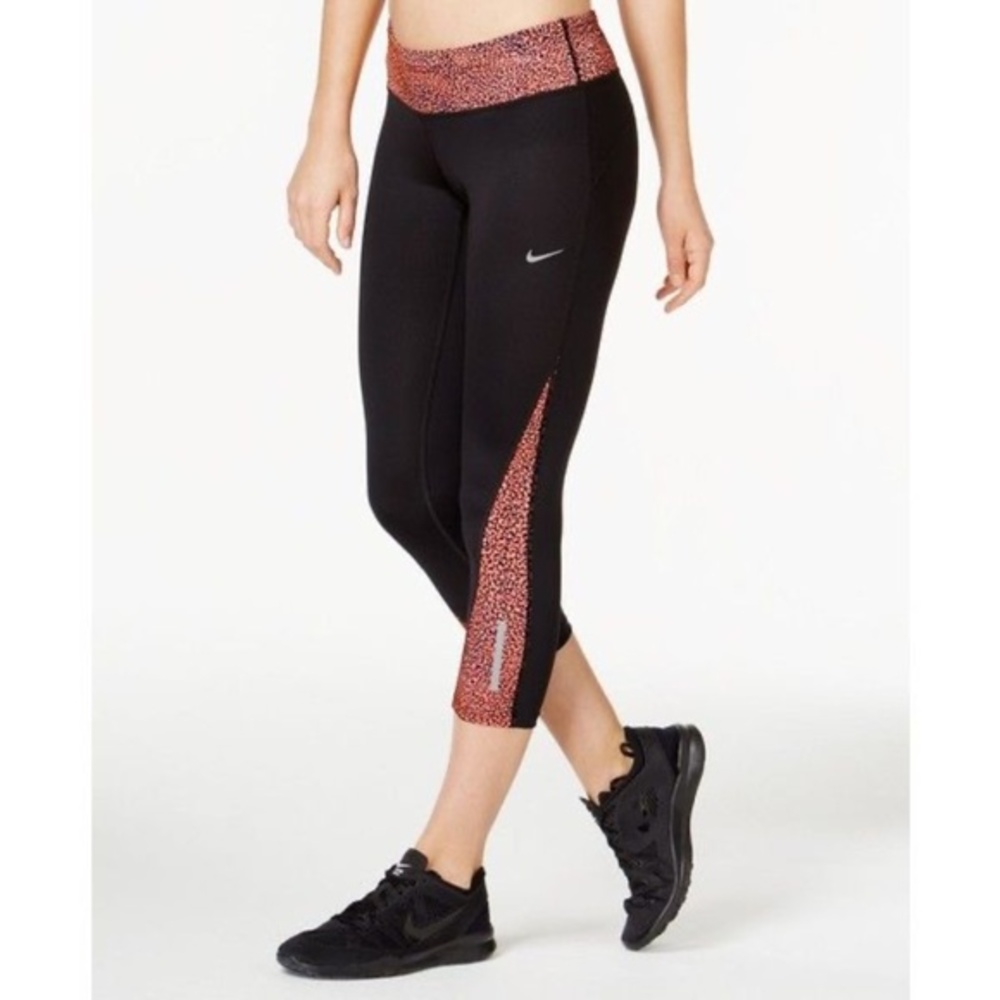 Nike Racer Dri-FIT Cropped Leggings Hyper Orange Reflective Silver - SMALL